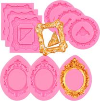 Silicone com moldura de espelho de fondant em relevo em estilo europeu de 3 peças Silicone com moldura de espelho de fondant em relevo em estilo europeu de 3 peças