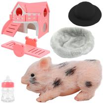 Silicone Pig Doll Toy Eummy Mini Soft Lifelike com acessórios