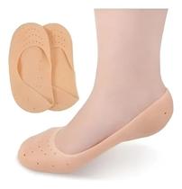 Silicone Protetor Calcanhar Anti Rachadura Hidratante Meia Gel Ortopédica Pés Macios Par Nude