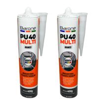 Silicone PU40 Branco Adesivo Cola Vedação Barone 400g Multiuso 2pç