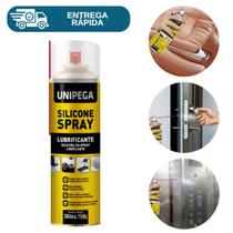 Silicone Spray Lubrificante 300ml Unipega Multiuso Protege Elimina Rugidos Brilho Couro Esteira Carro Banco