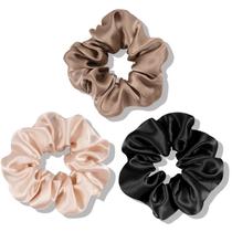 Silk Scrunchies OLESILK 100% seda de amora para dormir o cabelo, pacote com 3