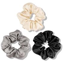Silk Scrunchies OLESILK 100% seda de amora para dormir o cabelo, pacote com 3