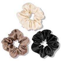 Silk Scrunchies OLESILK 100% seda de amora para dormir o cabelo, pacote com 3