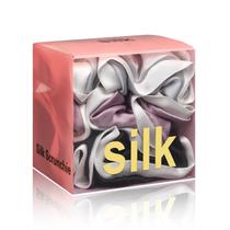 Silk Scrunchies Silmer 100% amora, seda bicolor, pacote com 3