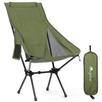 Silla de camping plegable liviana con respaldo alto verde Outplea