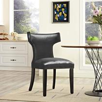 Silla de Comedor Modway Curve en Vinilo Negro, Estructura de Madera