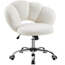 Silla de Escritorio Yaheetech Bouclé en Forma de Nube, Ajustable, Blanca Silla de Escritorio Yaheetech Bouclé en Forma de Nube, Ajustable, Blanca