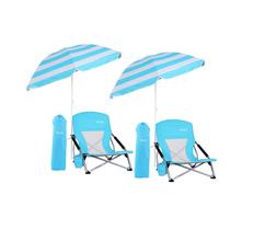 Silla de Playa Plegable WGOS con Sombrilla para Adultos Azul
