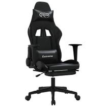 Silla Gamer vidaXL Negra de Cuero Sintético con Reposapiés 150 kg