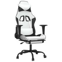 Silla Gaming con Masaje vidaXL Reclinable en Cuero Sintético Blanco/Negro