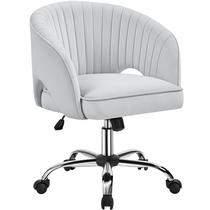 Silla Giratoria de Terciopelo Yaheetech para Escritorio con Brazos, Gris Claro Silla Giratoria de Terciopelo Yaheetech para Escritorio con Brazos, Gris Claro