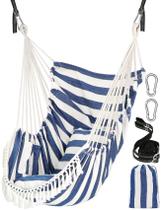 Silla Hamaca Colgante Chihee con 2 Cojines Azul y Blanco