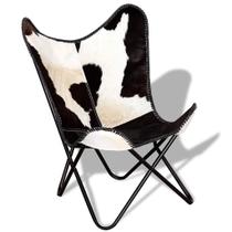 Silla Mariposa Casafoyer en Cuero Vacuno Real Blanco y Negro Silla Mariposa Casafoyer en Cuero Vacuno Real Blanco y Negro