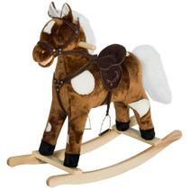 Silla Mecedora de Peluche para Niños Qaba Caballo Marrón Oscuro