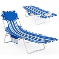 Silla reclinable para bronceado WEJOY plegable con agujero para la cara, 5 posiciones, azul/blanco
