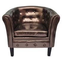 Silla Tub Casafoyer Marrón de Cuero Sintético Silla Tub Casafoyer Marrón de Cuero Sintético