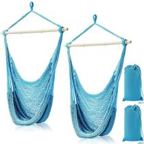 Sillas Colgantes de Hamaca Barydat Boho Swing 2 Piezas Algodón Azul Sillas Colgantes de Hamaca Barydat Boho Swing 2 Piezas Algodón Azul