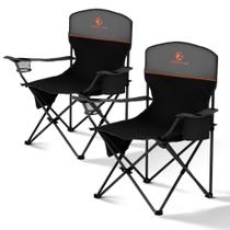 Sillas de Camping ALPHA CAMP Plegables Portátiles Paquete de 2 en Negro