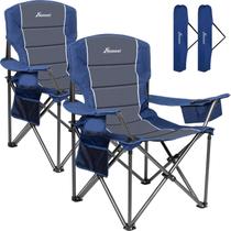 Sillas de Camping Romswi Sobredimensionadas Soporte 500 kg Azul Paquete de 2