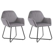 Sillas de Comedor Casafoyer 2 unidades en Terciopelo Gris con Patas de Acero Sillas de Comedor Casafoyer 2 unidades en Terciopelo Gris con Patas de Acero