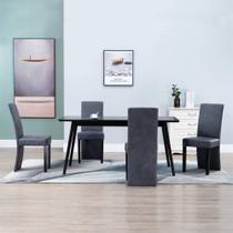 Sillas de Comedor Casafoyer 4 pzas Cuero Sintético de Gamuza Gris Sillas de Comedor Casafoyer 4 pzas Cuero Sintético de Gamuza Gris