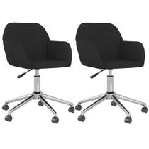Sillas de Comedor Giratorias vidaXL con Asiento de Tela Negro x2