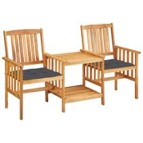 Sillas de Jardín con Mesa para Té y Cojines de Madera Maciza de Acacia Sillas de Jardín con Mesa para Té y Cojines de Madera Maciza de Acacia