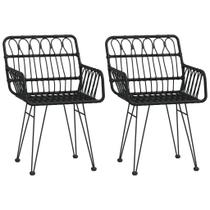 Sillas de Patio Casafoyer 2 pcs con Reposabrazos, Rattan PE Negro