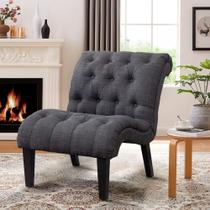Sillón Acento Yongqiang Tapizado en Tela Gris con Patas de Madera Sillón Acento Yongqiang Tapizado en Tela Gris con Patas de Madera