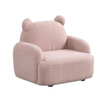 Sillón infantil Benzara Raye con forma de oso, terciopelo rosa teddy