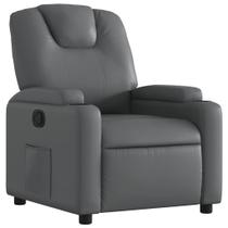 Sillón Reclinable Casafoyer Gris de Cuero Sintético con Porta Vasos Sillón Reclinable Casafoyer Gris de Cuero Sintético con Porta Vasos