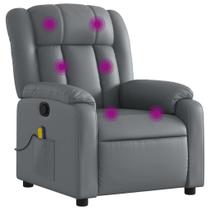 Sillón Reclinable Masaje VidaXL Moderno de Cuero Sintético Gris
