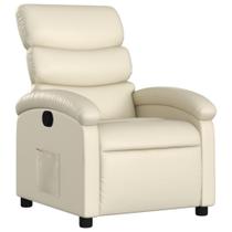 Sillón Reclinable vidaXL de Cuero Sintético Crema para Adultos Mayores
