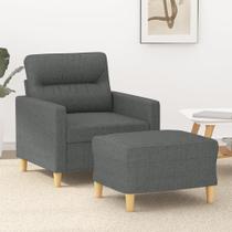 Sillón sofá y reposapiés vidaXL de tela gris oscuro reclinable