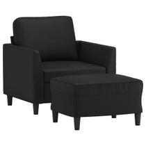 Sillón vidaXL de cuero sintético negro con reposapiés 80x77x80 cm