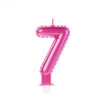 Silver Vela Balão Rosa Numero 7