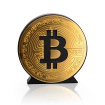 Símbolo 3d Bitcoin - Letreiro De Mesa 16 Cm Criptomoeda Fundo Preto