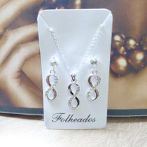 Símbolo do Infinito Colar e Brincos Minimalistas Conjunto do Infinito Folheado Prata 925 e Ouro 18K