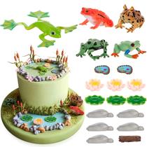 Simgoing Conjunto de 19 Peças de Topos de Bolo de Sapo e Animais da Floresta Tropical Simgoing Conjunto de 19 Peças de Topos de Bolo de Sapo e Animais da Floresta Tropical
