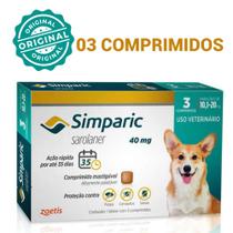 Simparic 03 Comprimidos Antipulgas e Carrapatos Cães de 10,1 a 20Kg ORIGINAL