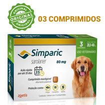 Simparic 03 Comprimidos Antipulgas e Carrapatos Cães de 20,1 a 40Kg ORIGINAL