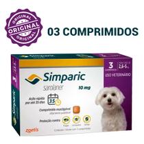 Simparic 03 Comprimidos Antipulgas e Carrapatos Cães de 2,6 a 5kg ORIGINAL