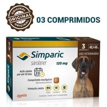 Simparic 03 Comprimidos Antipulgas e Carrapatos Cães de 40,1 a 60Kg ORIGINAL