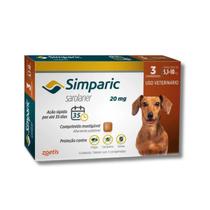SIMPARIC 20MG Para Cães 5,1 à 10kg - Com 3 Comprimidos