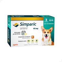Simparic 40 Mg Antipulgas Cães 10 A 20 Kg 3 Comp Zoetis Antipulgas e Carrapato Sarna Simparic 40 Mg Antipulgas Cães 10 A 20 Kg 3 Comp Zoetis Antipulgas e Carrapato Sarna