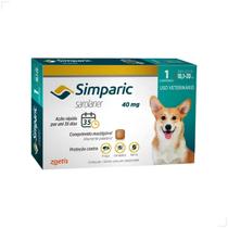 Simparic 40 Mg Zoetis 10,1 A 20 Kg 1 Comprimido Antipulgas e Carrapato Sarna