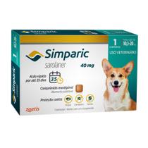 Simparic 40mg para Cães de 10,1 a 20kg com 1 Comprimido Mastigável