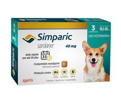 Simparic 40mg Zoetis 3 Comprimidos Antipulgas Cães 10,1 A 20kg