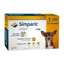 Simparic 5mg para Cães de 1,3 a 2,5kg com 1 Comprimido Mastigável Simparic 5mg para Cães de 1,3 a 2,5kg com 1 Comprimido Mastigável